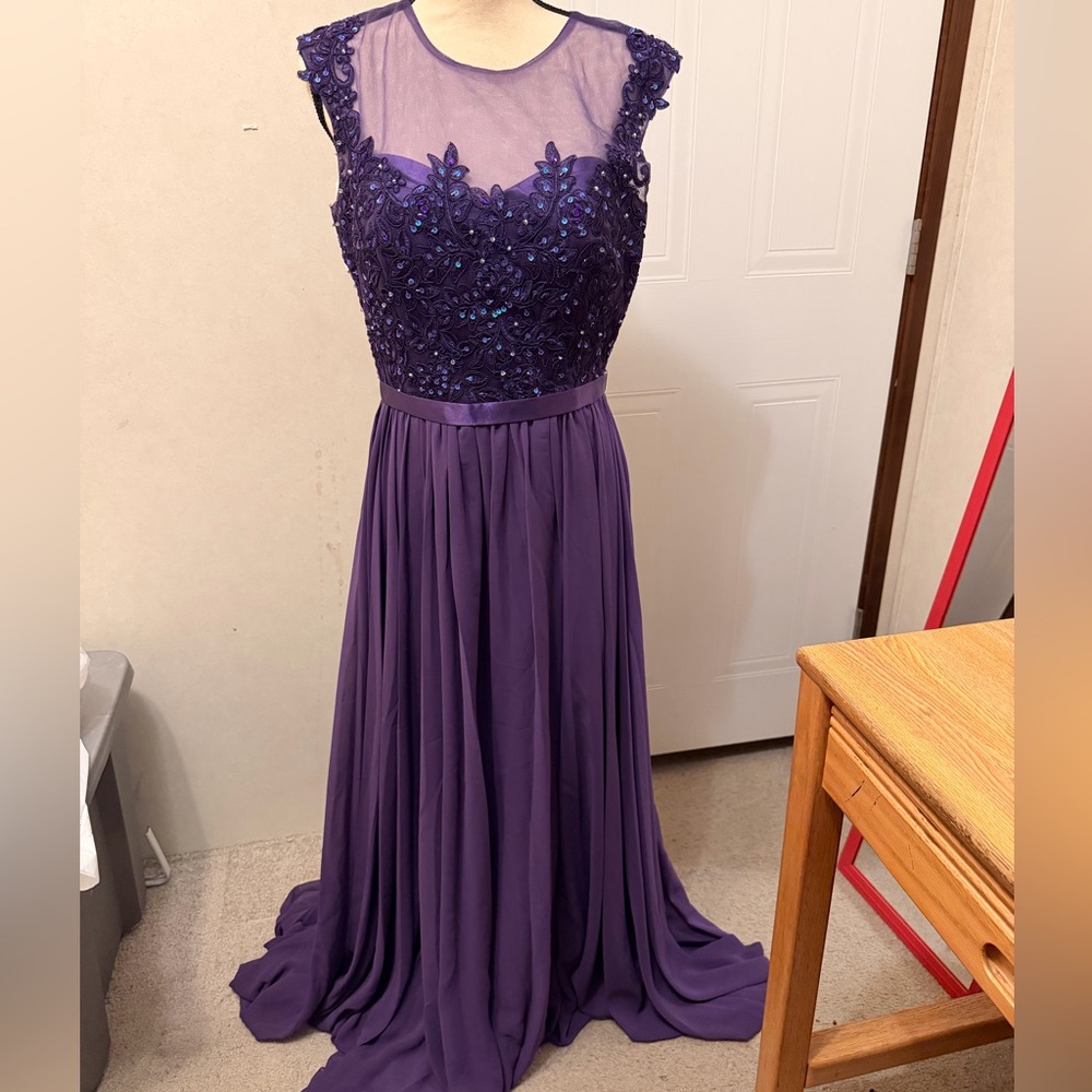 Elegant Purple Beaded Maxi Dress- read all description